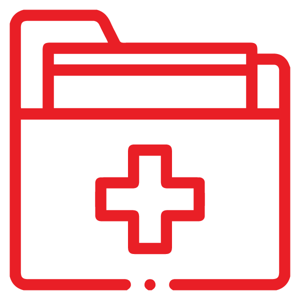 red medical files icon for medicare